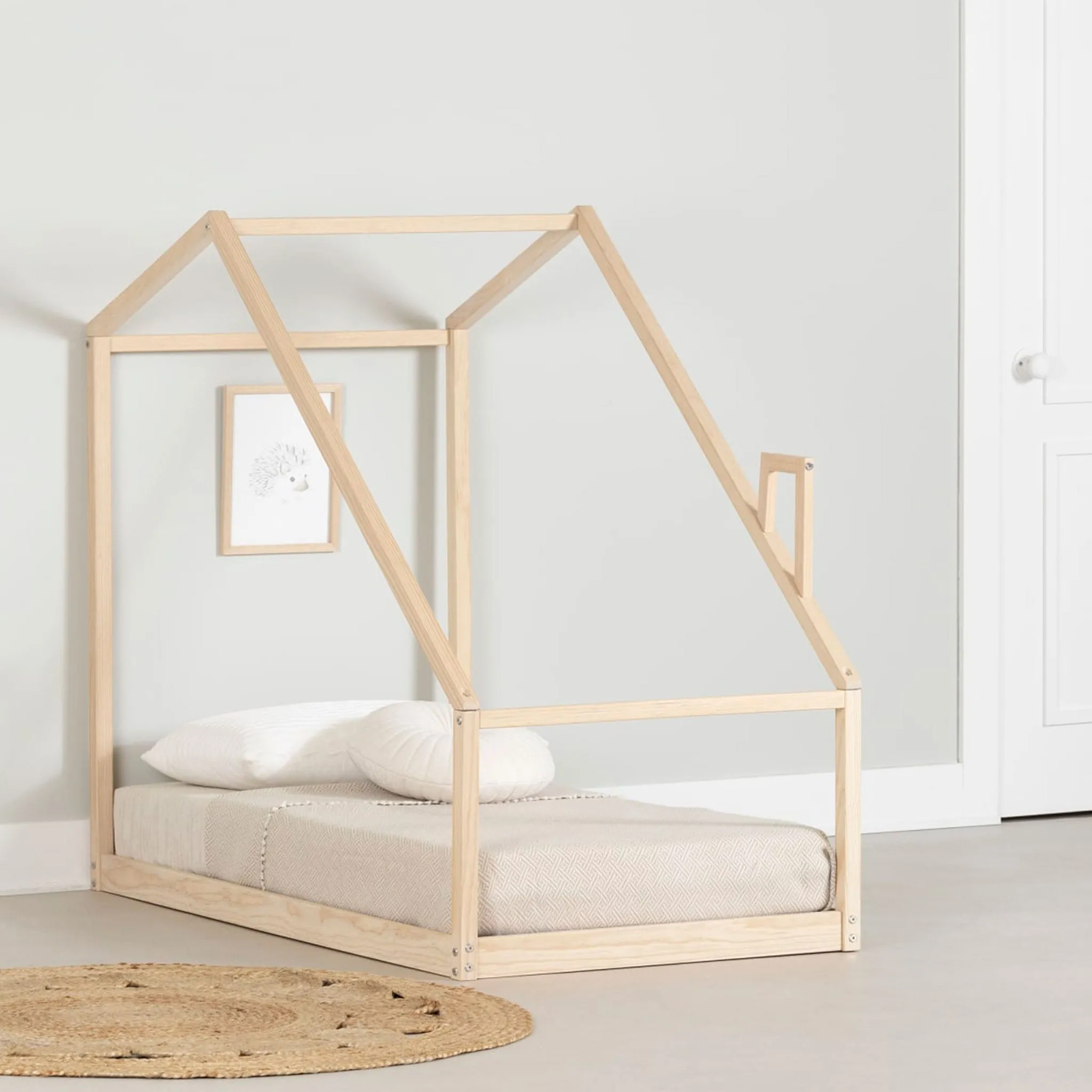 South Shore Lit Maison avec cheminée pour Bébé - Sweedi Naturel
