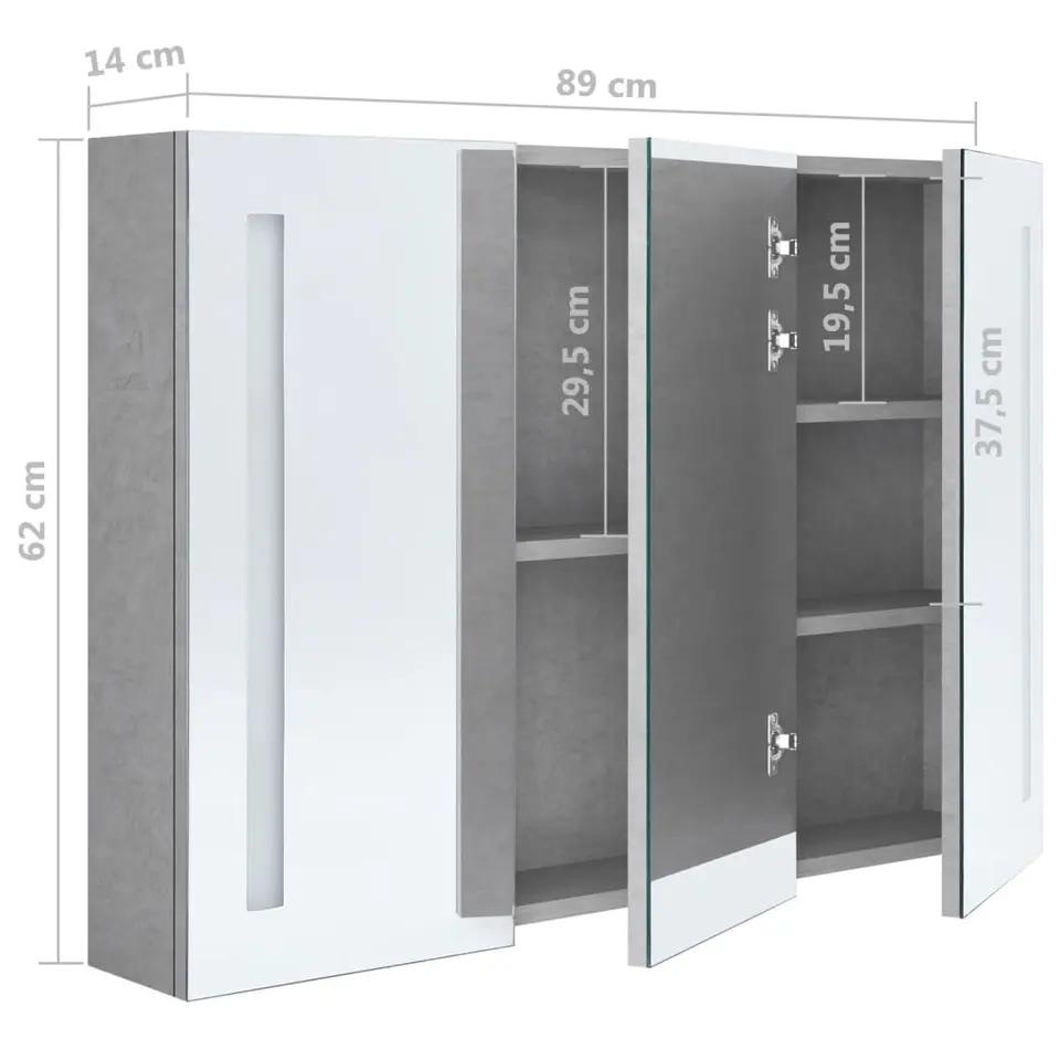vidaXL - Badkamerkast - Grijs - MDF - 89 x 14 x 62 cm