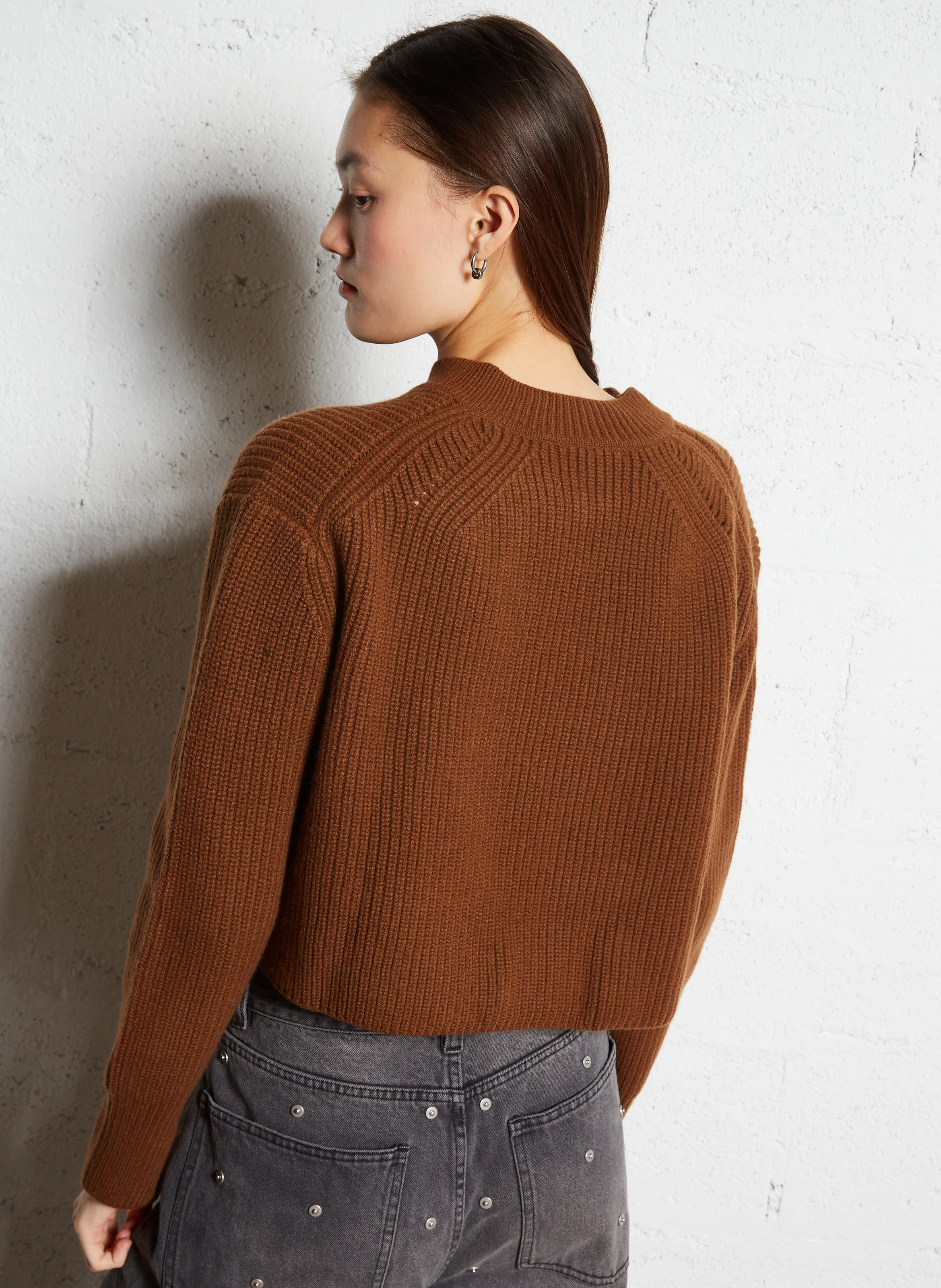 GUSTIN - Gilet court en laine mérinos | Marron