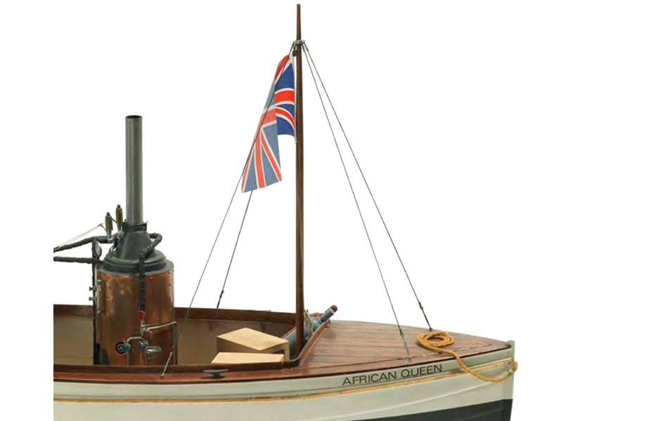 Bausatz Dampfschiff African Queen, 740 mm 1:12<br>Dampfschiff Modellbausatz mit Dampfmaschinen-Attrappe