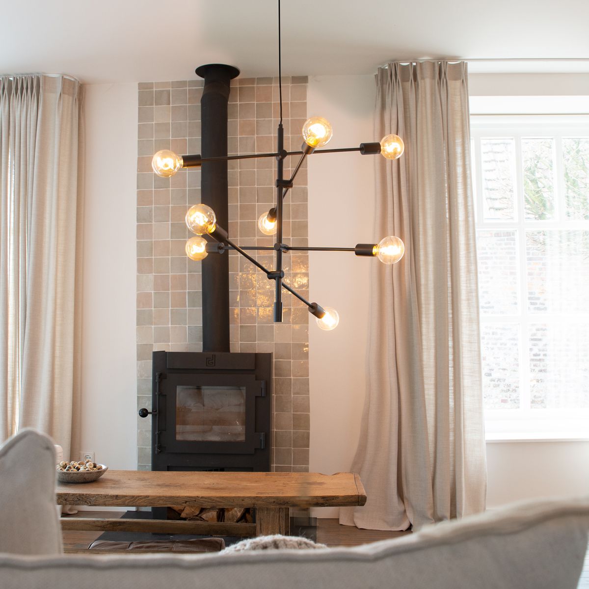 Industriële hanglamp zwart 8-lichts - Sydney