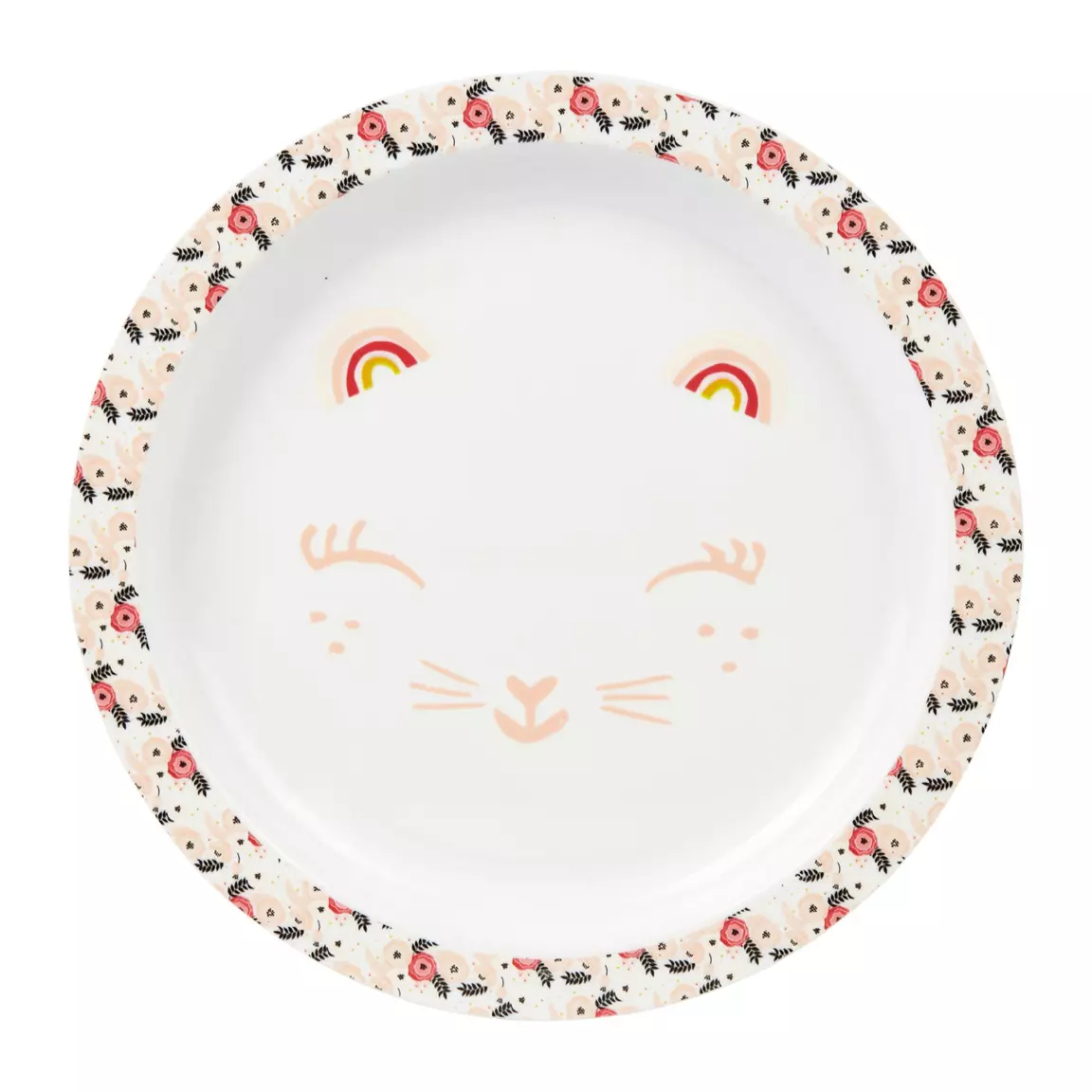 Coffret repas bébé 5 pièces Chat Rose