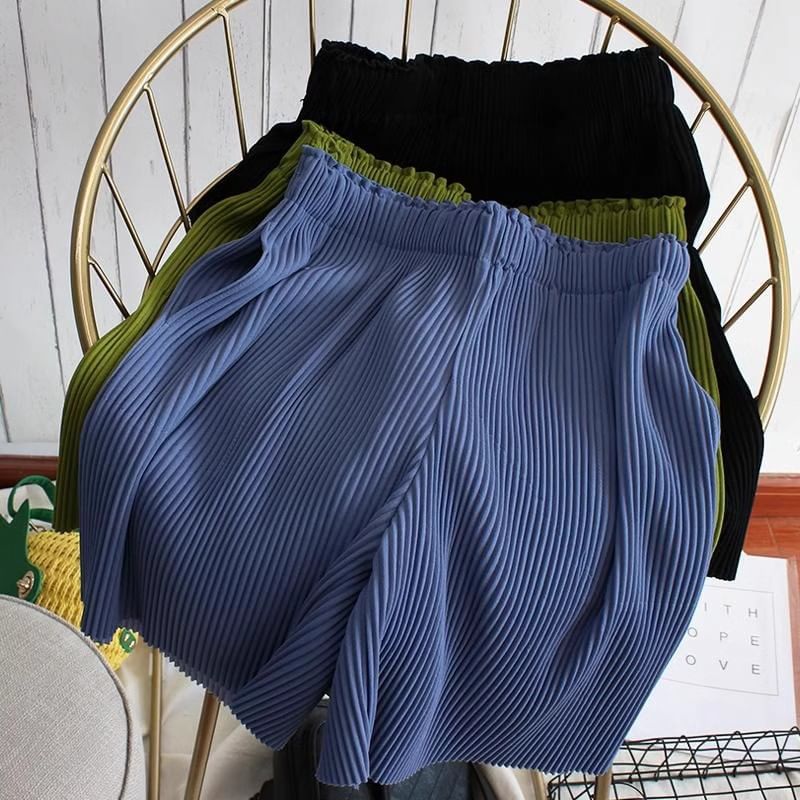 Alhambra - Hoge taille effen geribbelde shorts