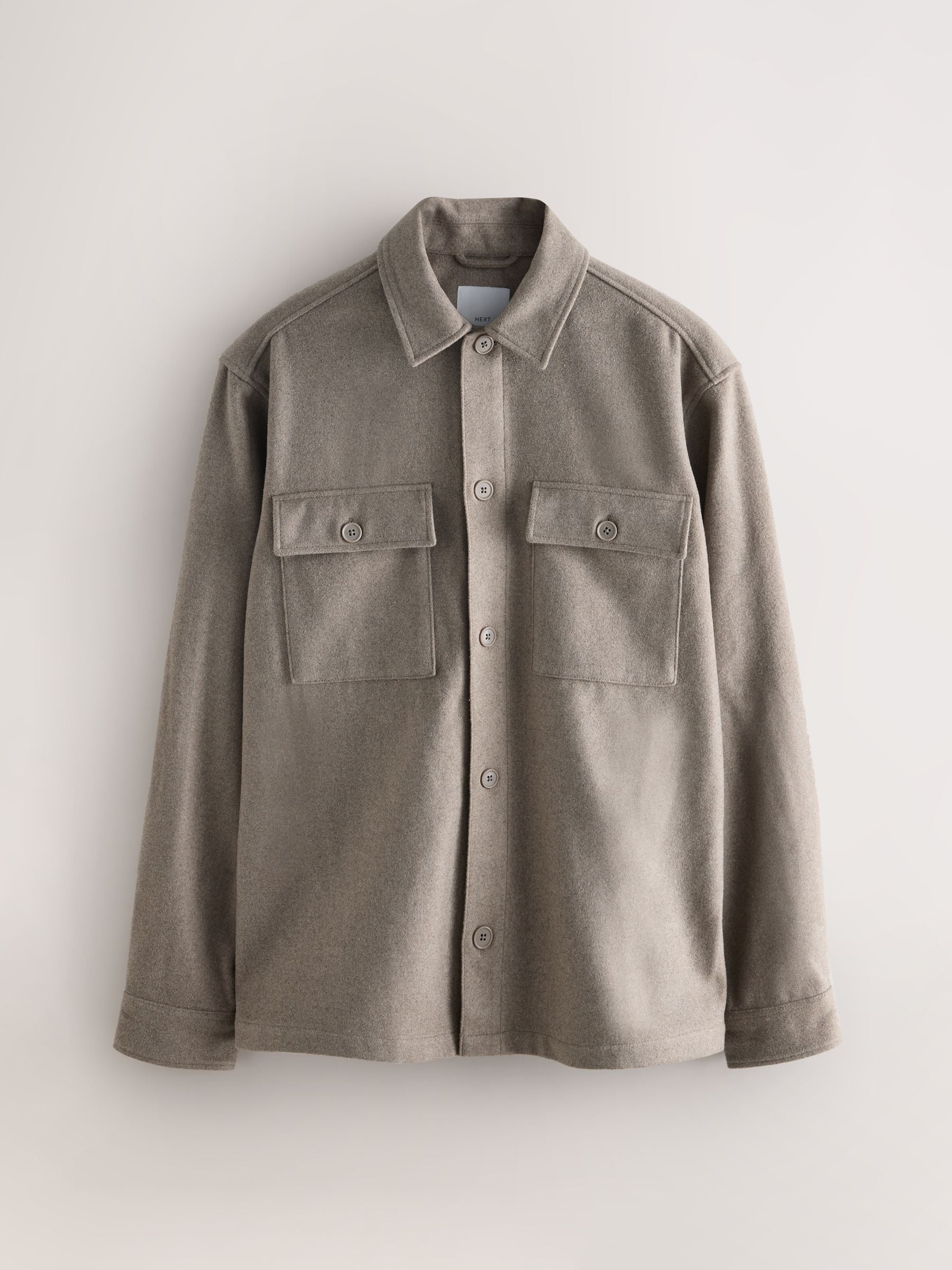 Neutraal - Overshirt met twee zakken en wol