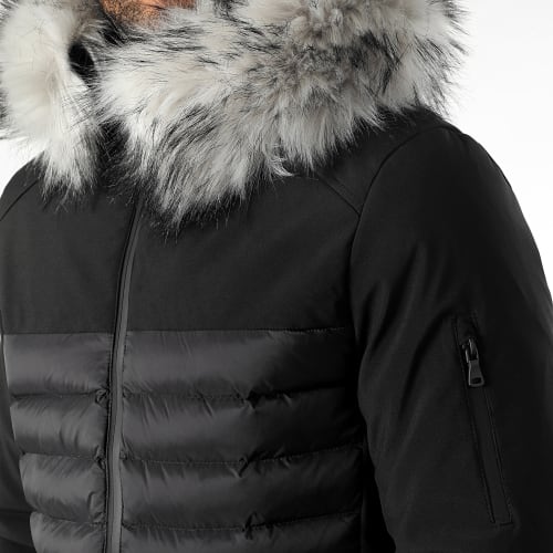 Doudoune Light Puff Avec Fourrure Grise 0056 Noir