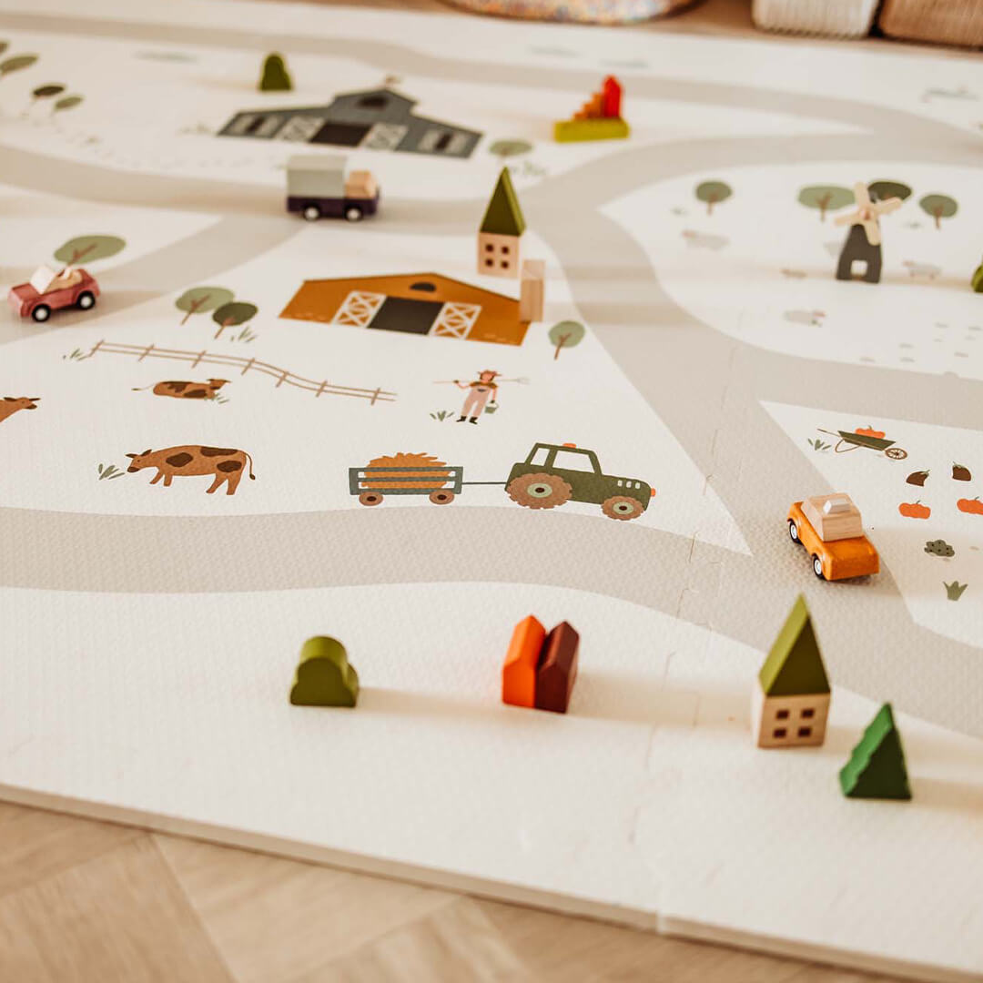 play&go 3-in-1 foam speelmat tiloo - farm - 120x180 cm