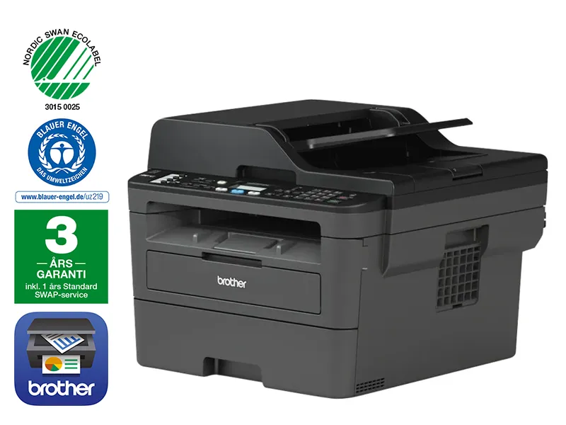 Brother MFC-L2710DW - Multifunktionsprinter - S/H - laser - Legal (216 x 356 mm) (original) - A4/Legal (medie) - op til 30 spm (kopiering) - op til 30 spm (udskriver) - 250 ark - 33.6 Kbps - USB 2.0, LAN, Wi-Fi(n)