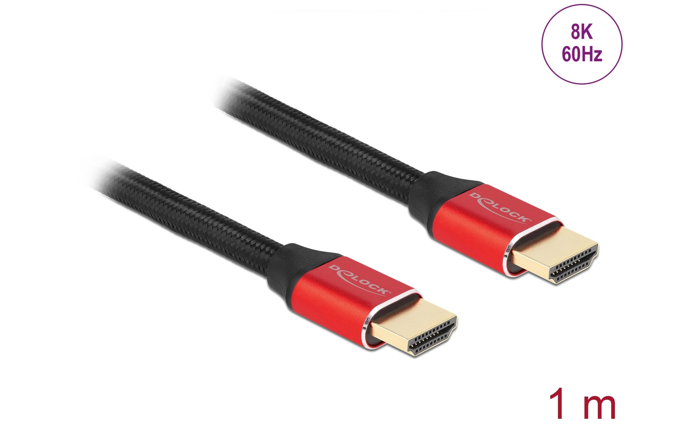 Kabel 8K 60Hz HDMI - HDMI, 1 m, RotDelock Ultra High Speed HDMI Kabel 48 Gbps 8K 60 Hz rot 0.5 m zertifiziert