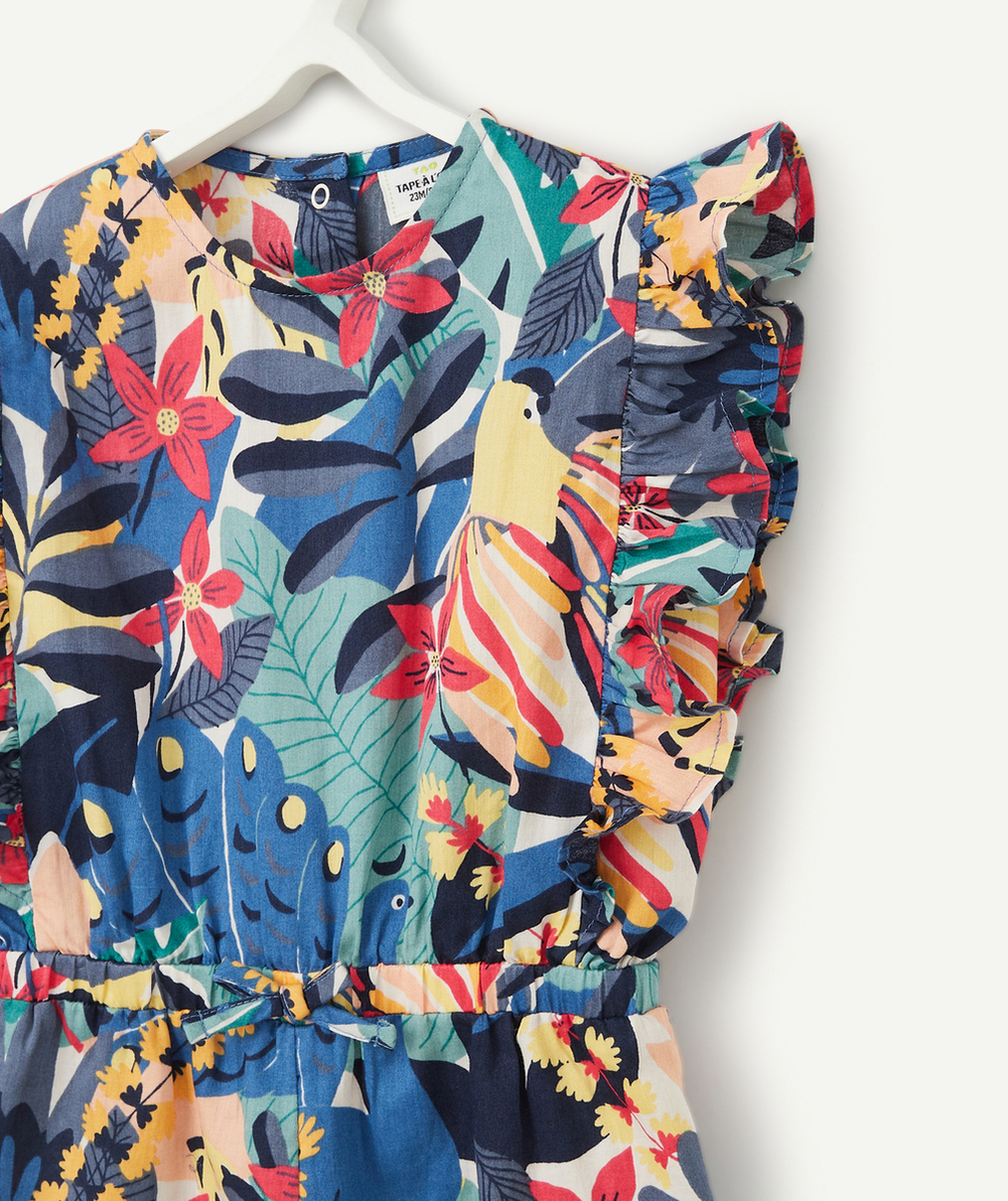 COMBISHORT BÉBÉ FILLE EN COTON IMPRIMÉ FLEURI ET VOLANTS