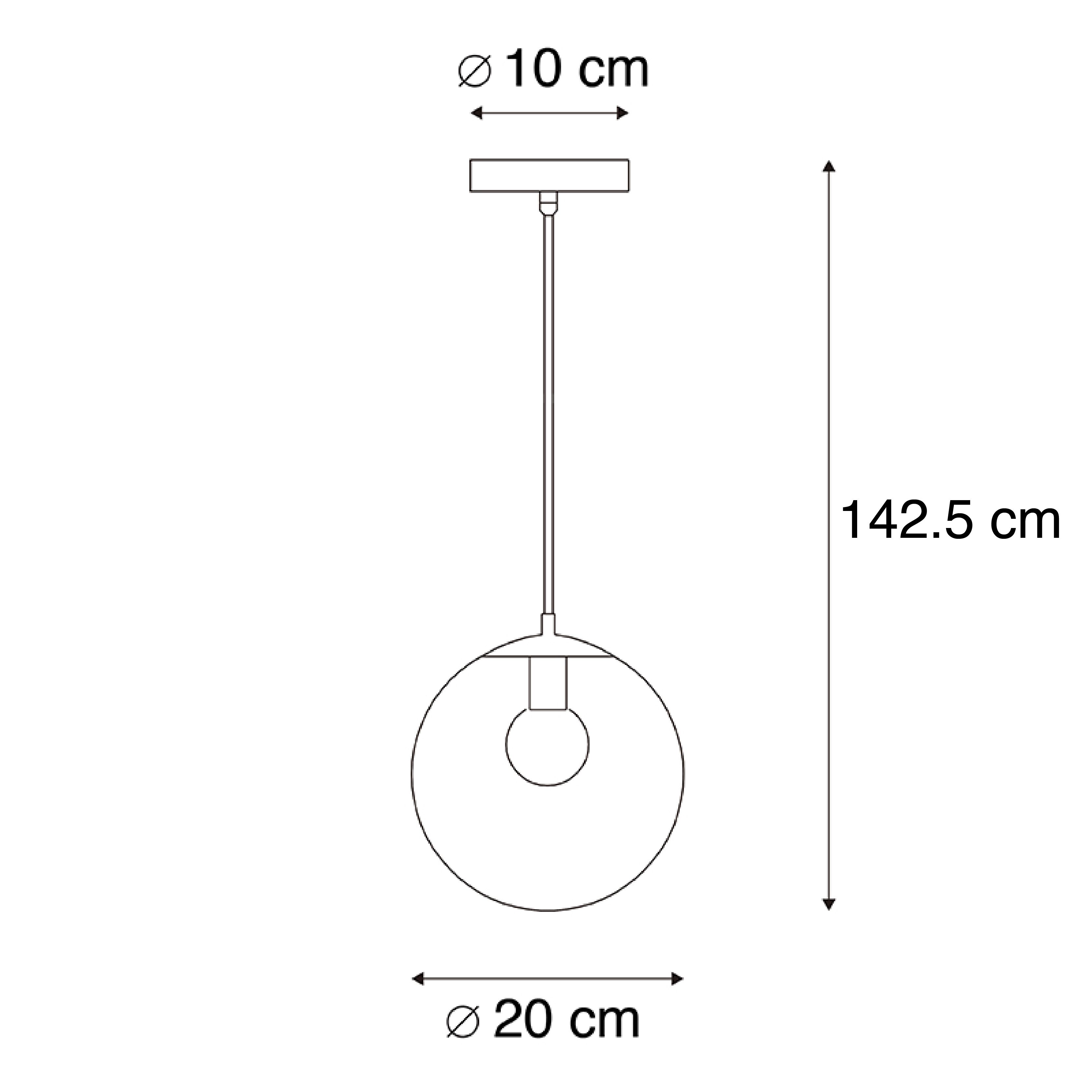 Moderne hanglamp zwart met grijs glas 20cm - Pallon
