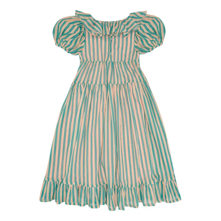 The Middle Daughter Robe Rayée Popeline de Coton | Bleu canard