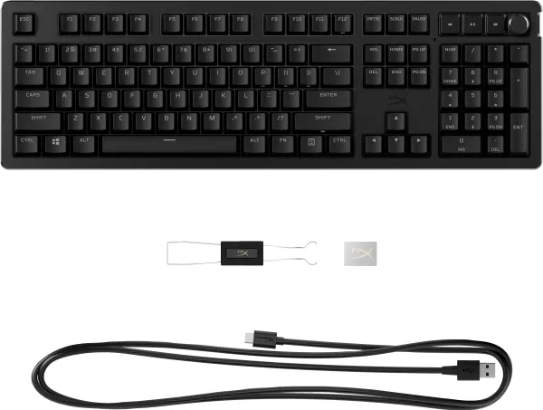 HyperX Alloy Rise - Tastatur - 100% fuld størrelse - bagbelyst - USB-C - QWERTY - Pan Nordic - tastaturkontakt: HyperX Linear - sortering