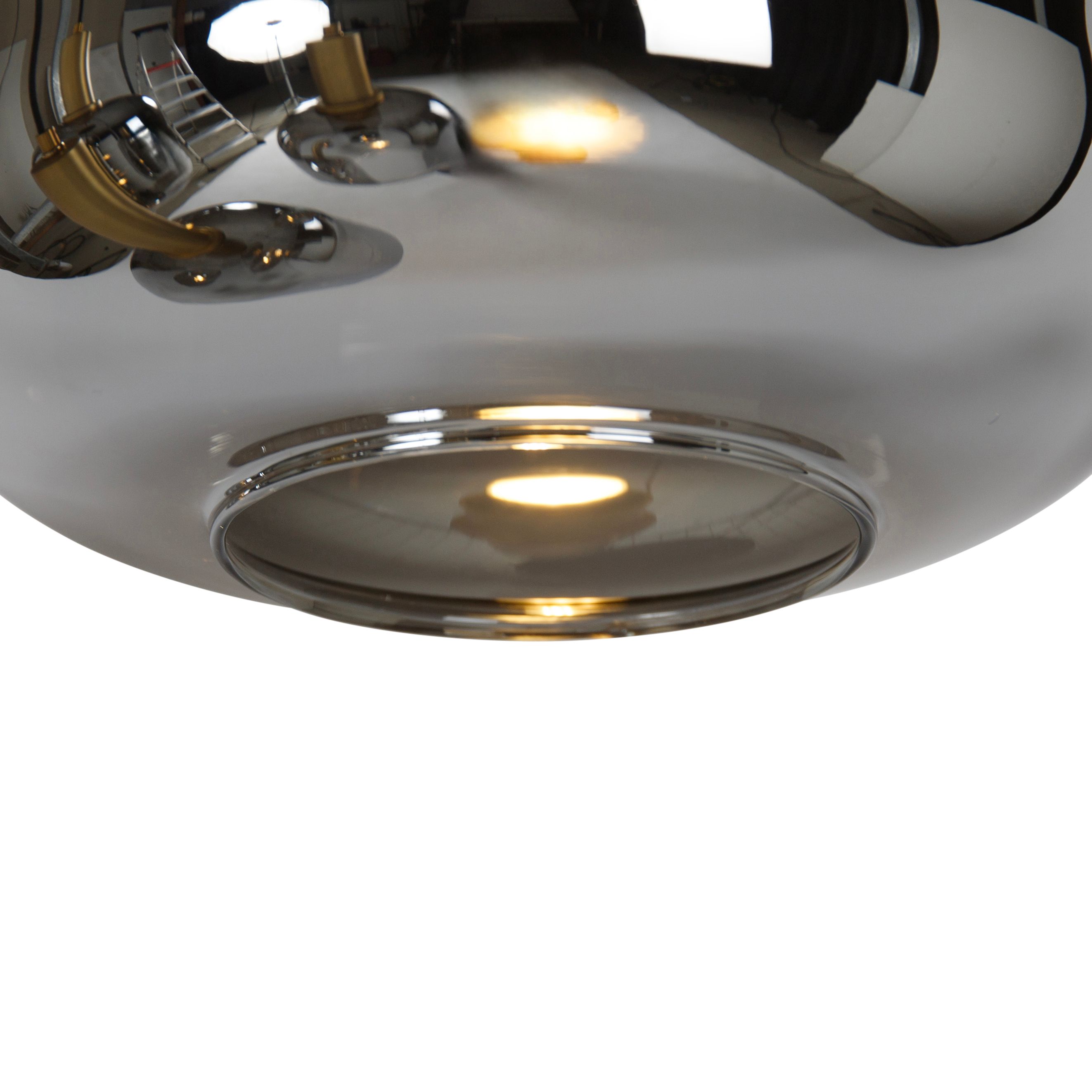 Hanglamp zwart met goud met smoke glas incl. 5 PUCC - Zuzanna