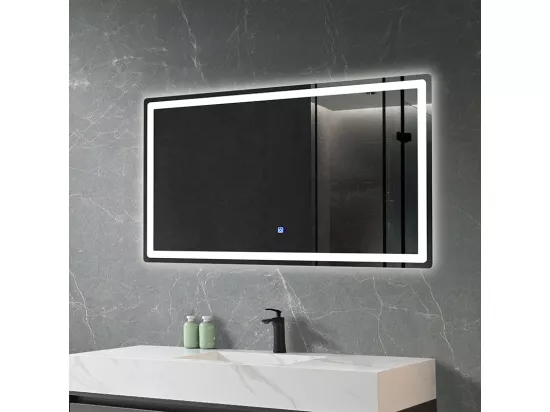 LuxuryBain- Miroir de salle de bain LED à luminosité variable rectangulaire 120x60