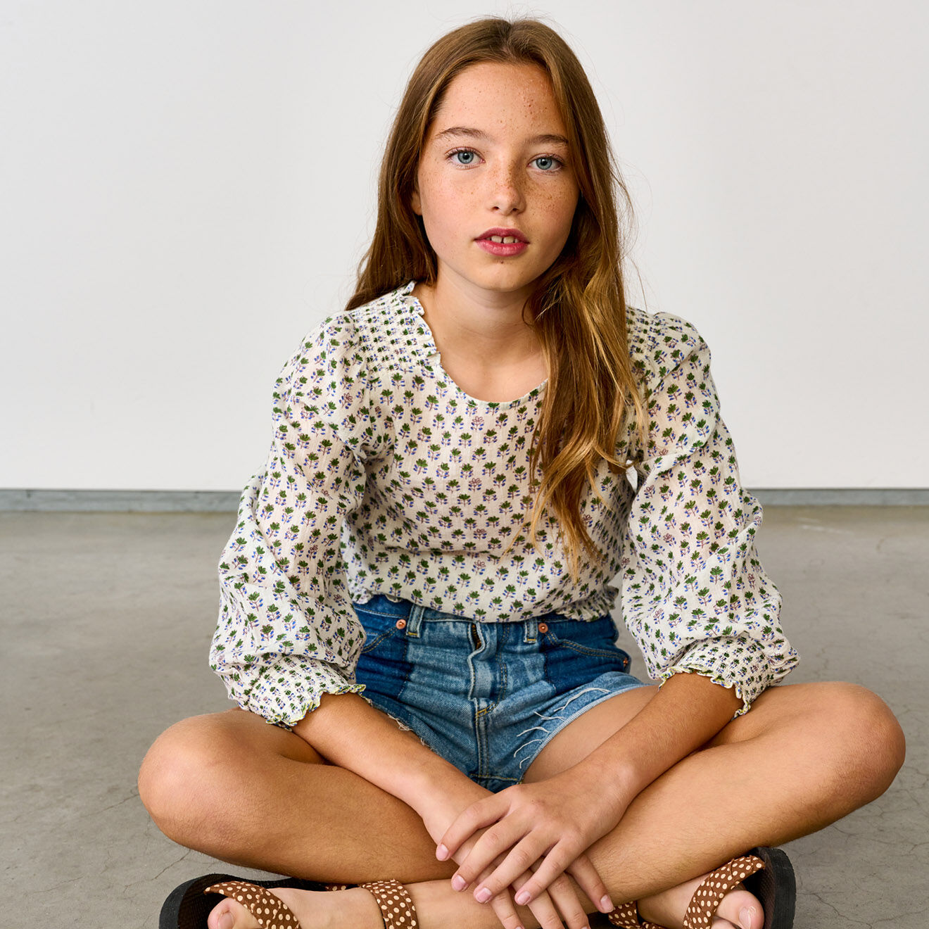 Bellerose Blouse en Coton Honour imprimée écru/vert
