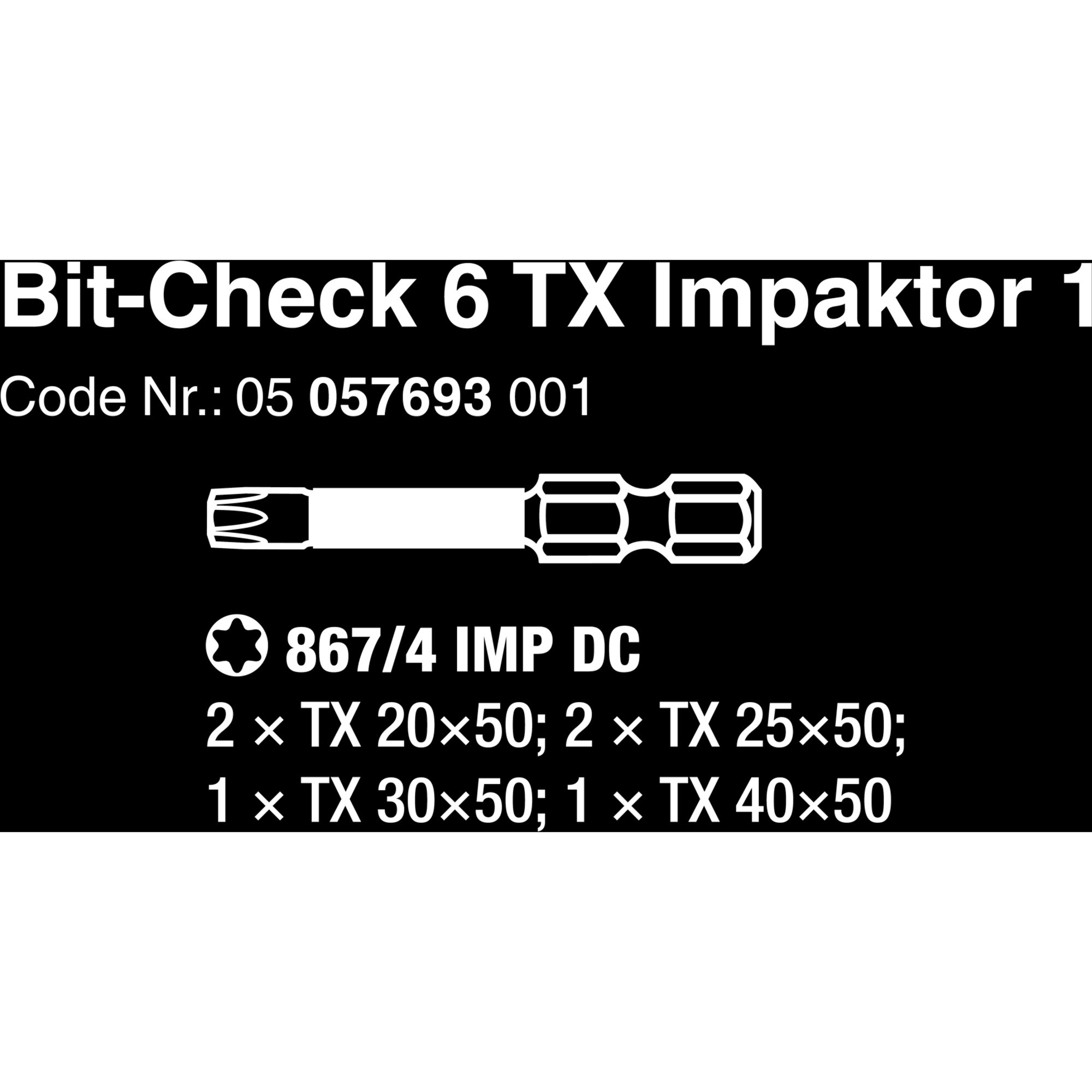 Wera Bit-Satz Bit-Check 6 TX Impaktor 1, 1/4