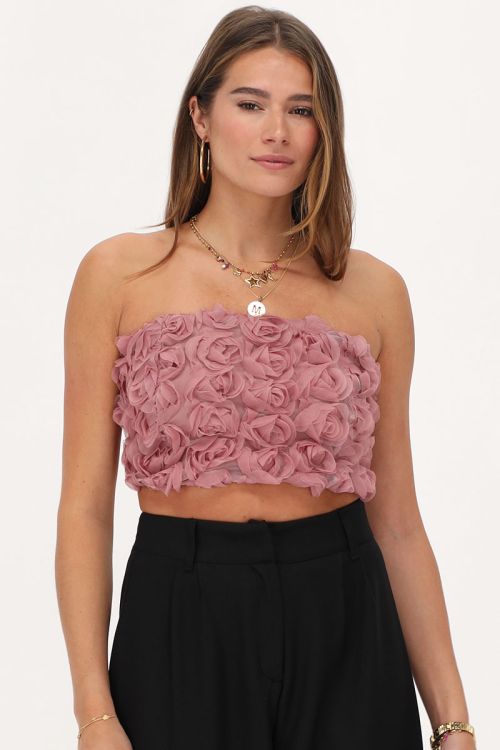 Roze corset top met rozen