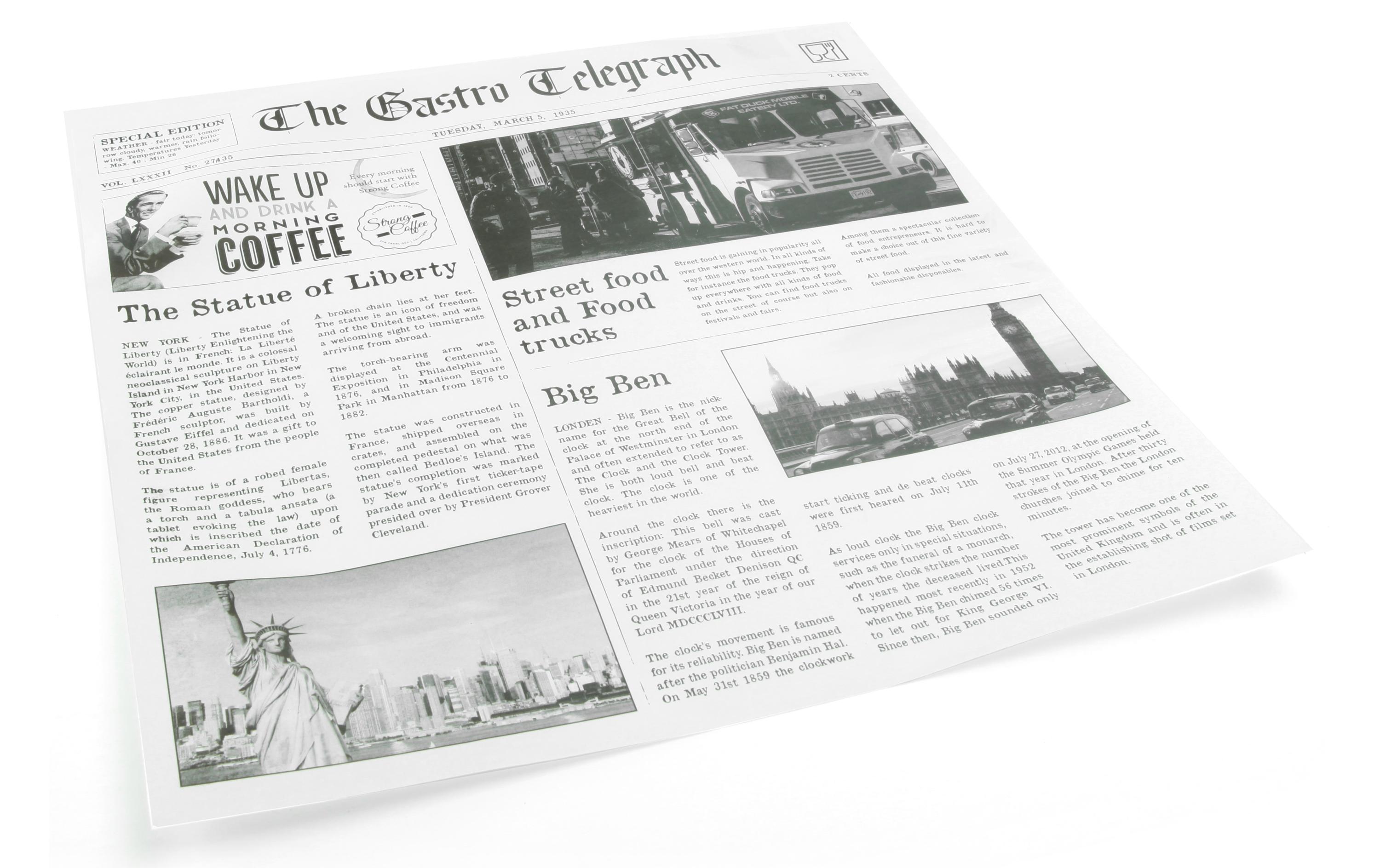 Sandwich-Beutel News Paper 30 cm x 30 cm, 300 StückEinwegpackpapier