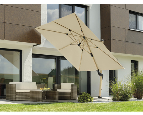 Schneider Rhodos Twist Woody parasol, 300 x 300 cm, naturel