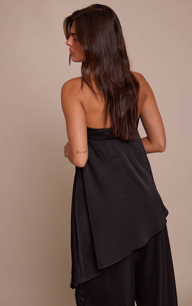Noir Haut Long Vaporeux Asymétrique À Bustier Tissé