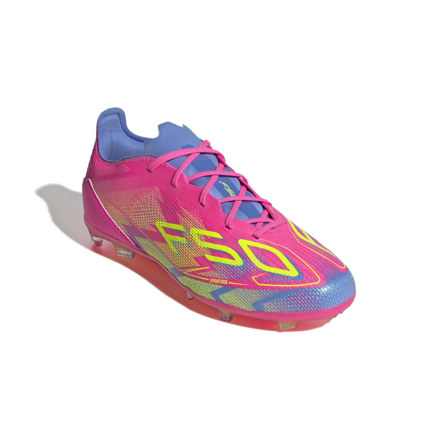 Adidas F50 Elite Gras Voetbalschoenen (FG) Kids Roze Neongeel Blauw
