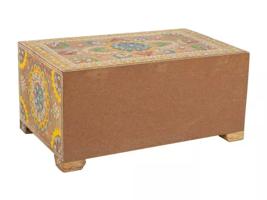 Boîte à bijoux en bois peint artisanal à 2 tiroirs marron 23x14x10h