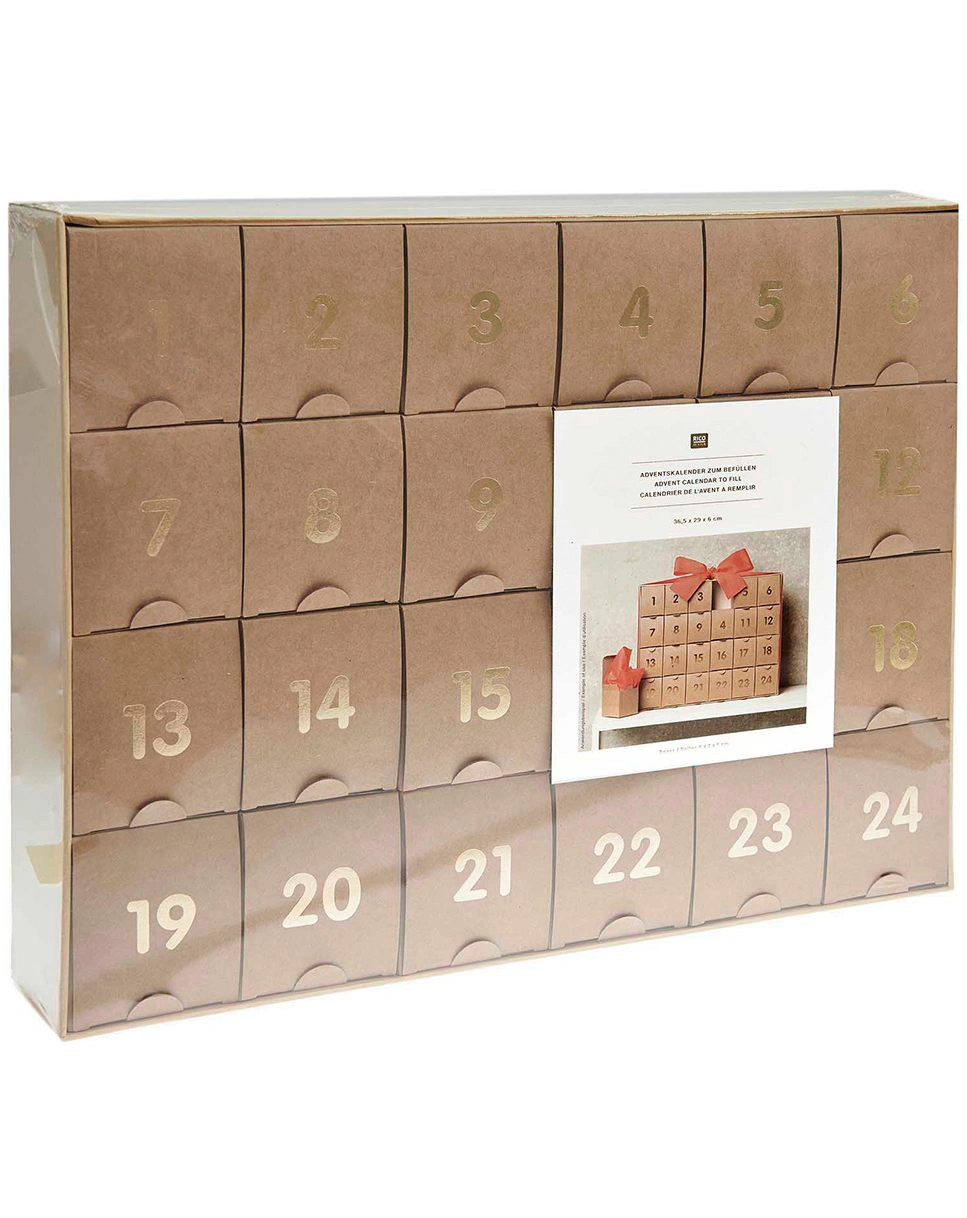 Bastelset ADVENTSKALENDER in natur/gold