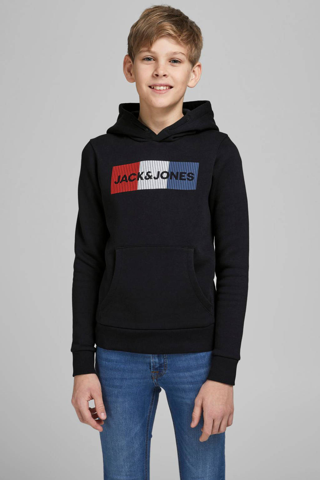 JACK & JONES hoodie JJECORP met logo zwart