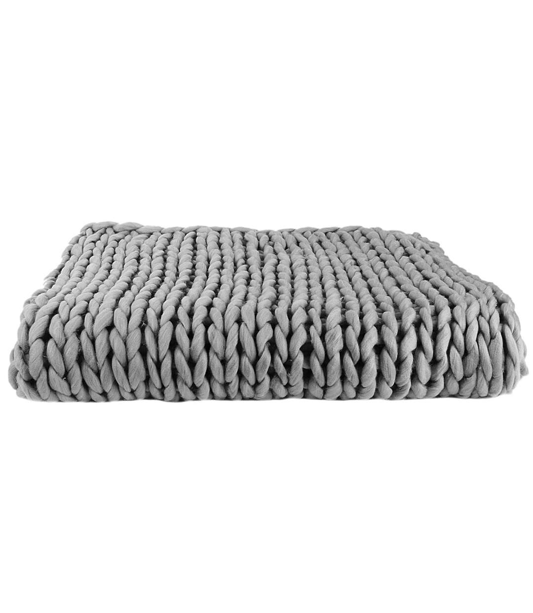 Plaid tricoté grosse maille 120x150 cm CHUNKY Rose