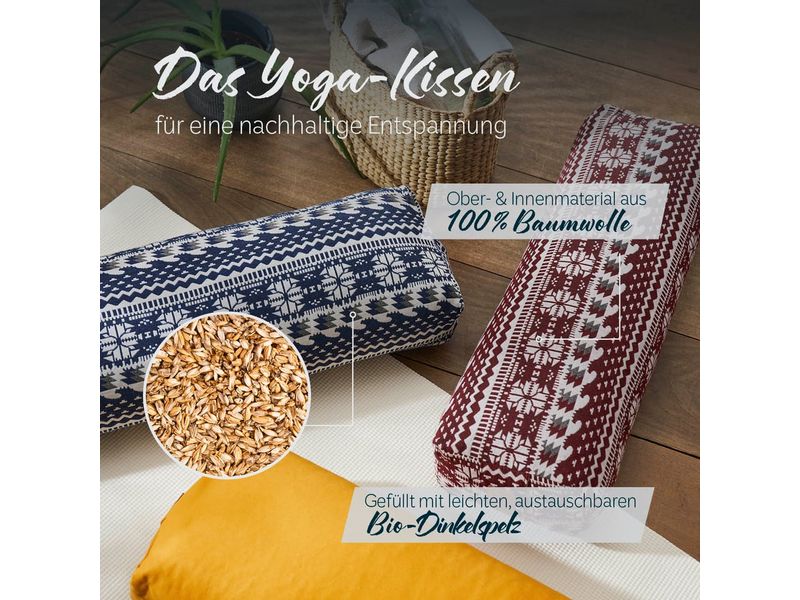 DoYourYoga Yoga-Bolster Paravati Bio-Dinkelspelz, Schwarz/W Yoga-Zubehör