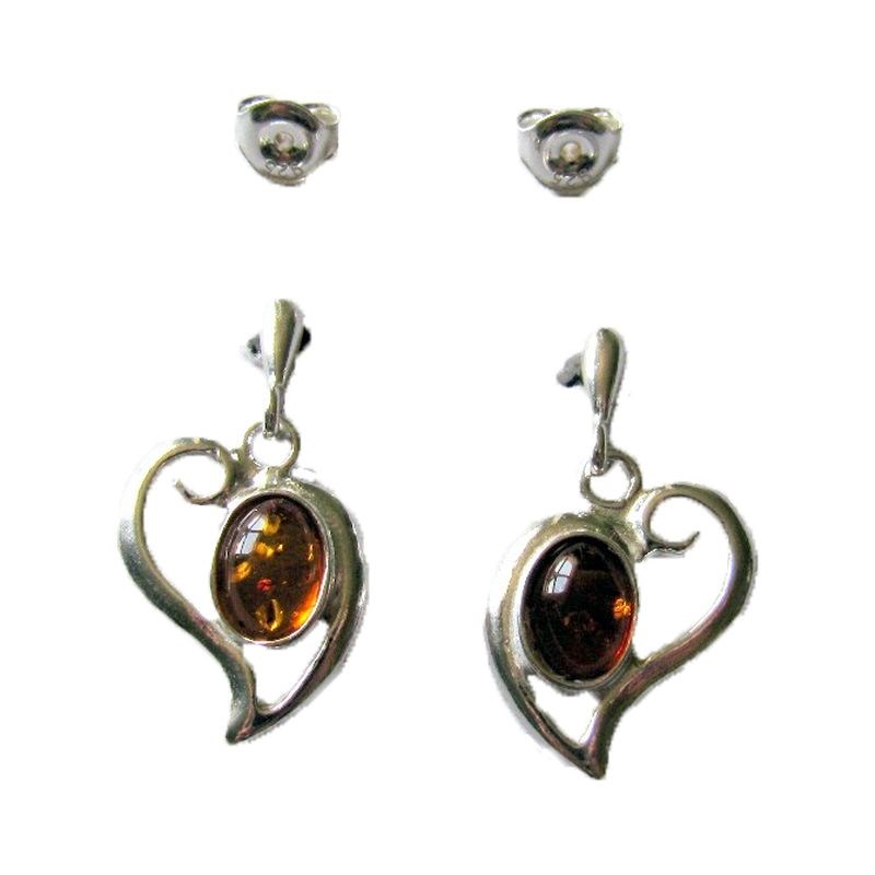 Boucles d'oreilles ambre argent