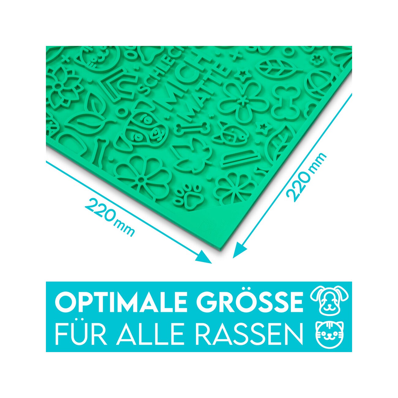 HUND IST KÖNIG Leckmatte Hund mit Saugnäpfen | 22x22 cm inkl. Spatel + Rezepte-Ebook
