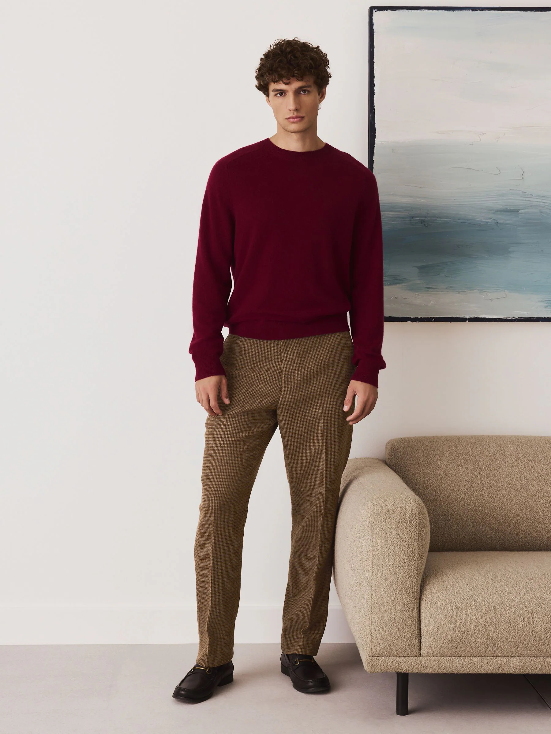 Multi - Textured Dogtooth Trousers With Wool