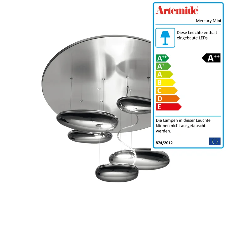 Artemide - Mercury Mini LED-Deckenleuchte, 2700K / Chrom poliert