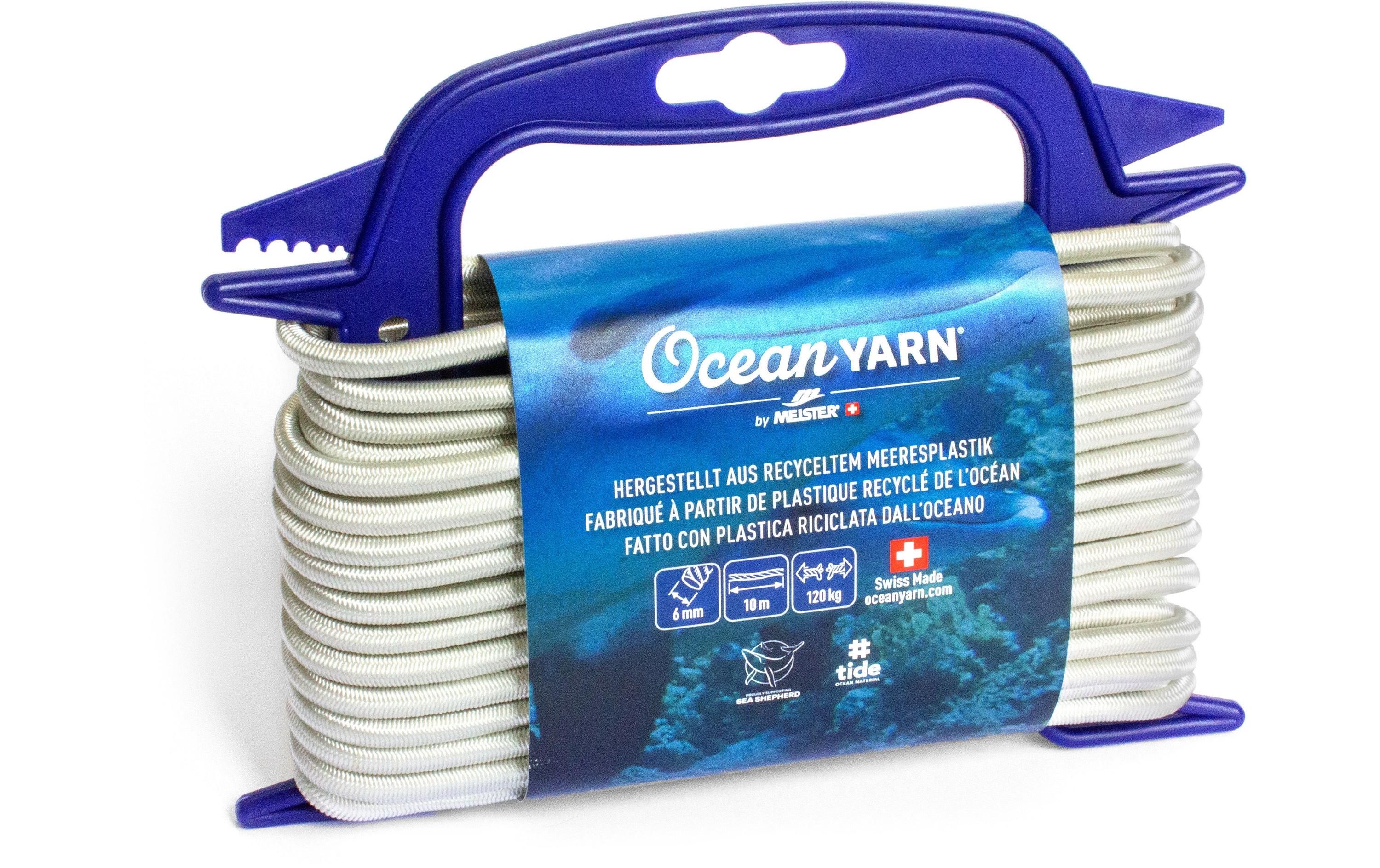 Seil OceanYarn Ø 6 mm, 10 m, 120 kg, Weiss, elastischElastisches Gummi-Spannseil aus recyceltem Kunststoff
