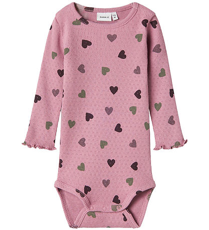 Name It Body L/æ - Rib - NbfNitte - Mauve Orchid m. Herzen