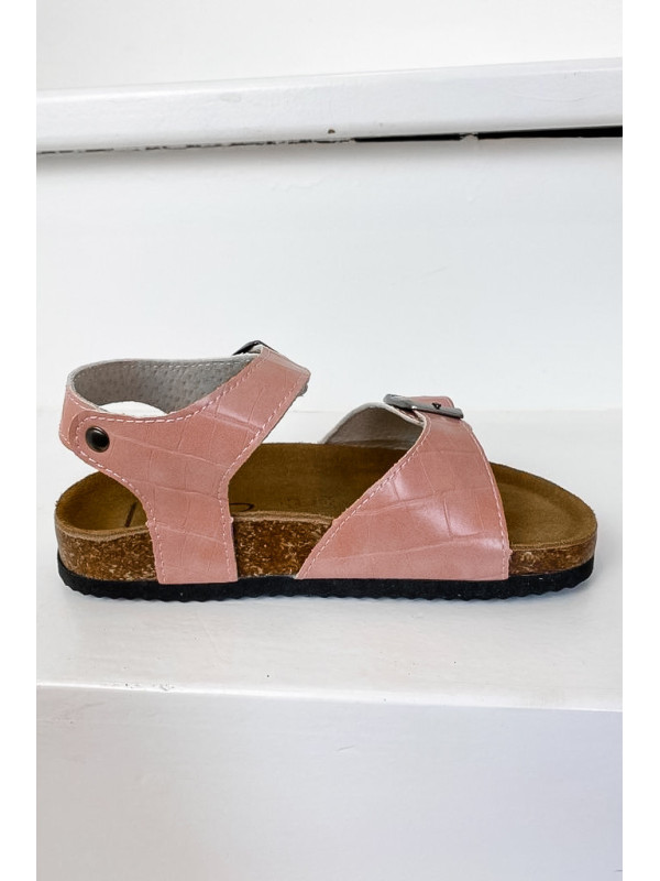 Sandales enfant Rosette Rose Croco - Les Petites Bombes