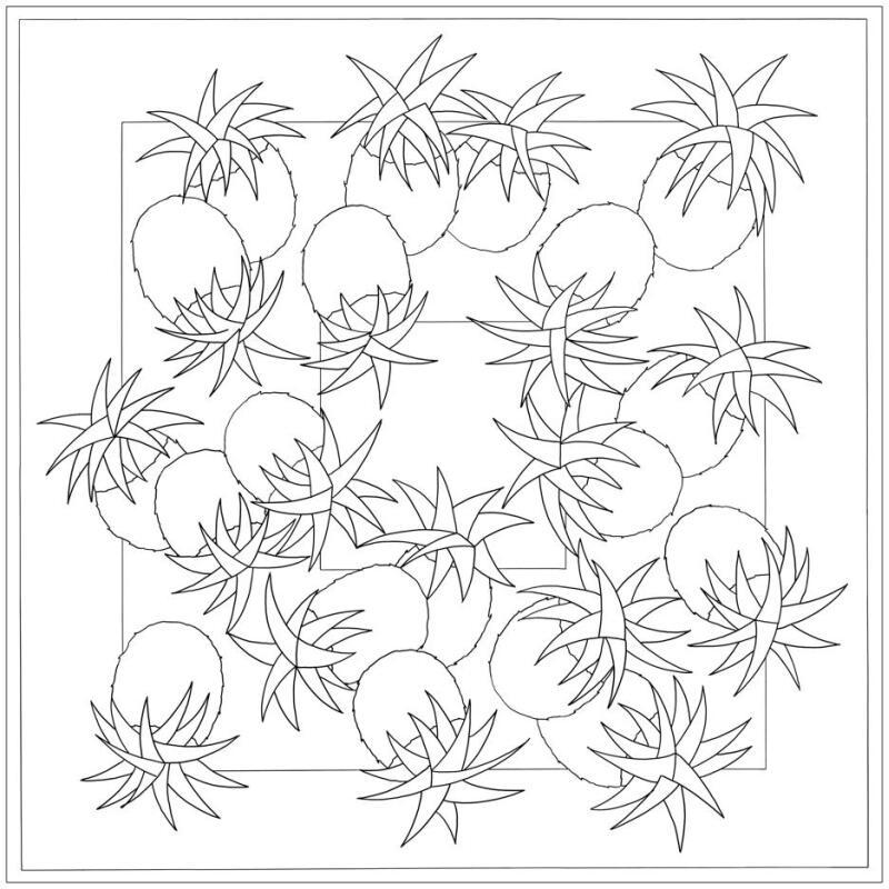 Carré 100% soie - 90x90cm Ananas - Blanc