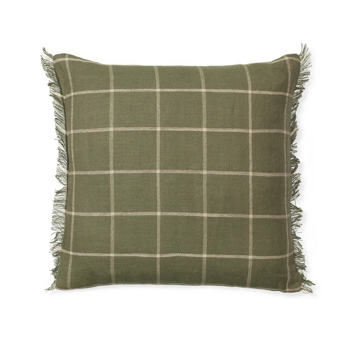 Ferm Living - Calm Kissen, 48 x 48 cm, olive / off-white