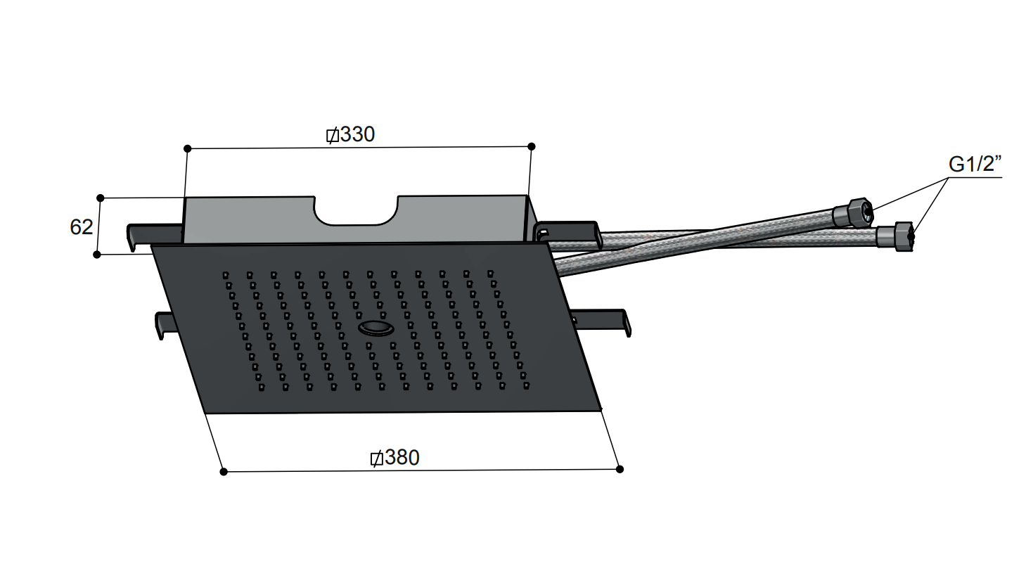 Hotbath Mate M148 inbouw hoofddouche vierkant 38cm geborsteld koper PVD