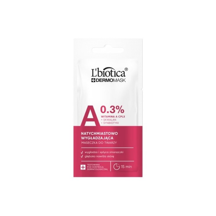 L'Biotica Dermomask ausdrücklich glättende Gesichtsmaske mit Vitamin A 8 ml