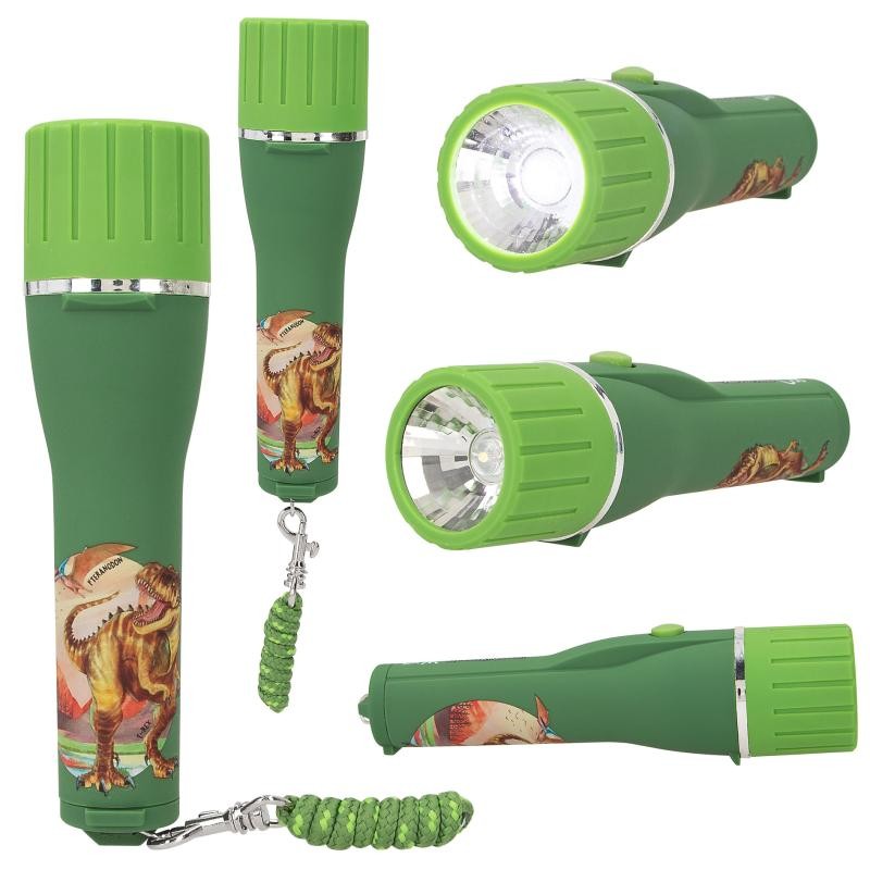 Dino World - Lommelygte med timer - ass.