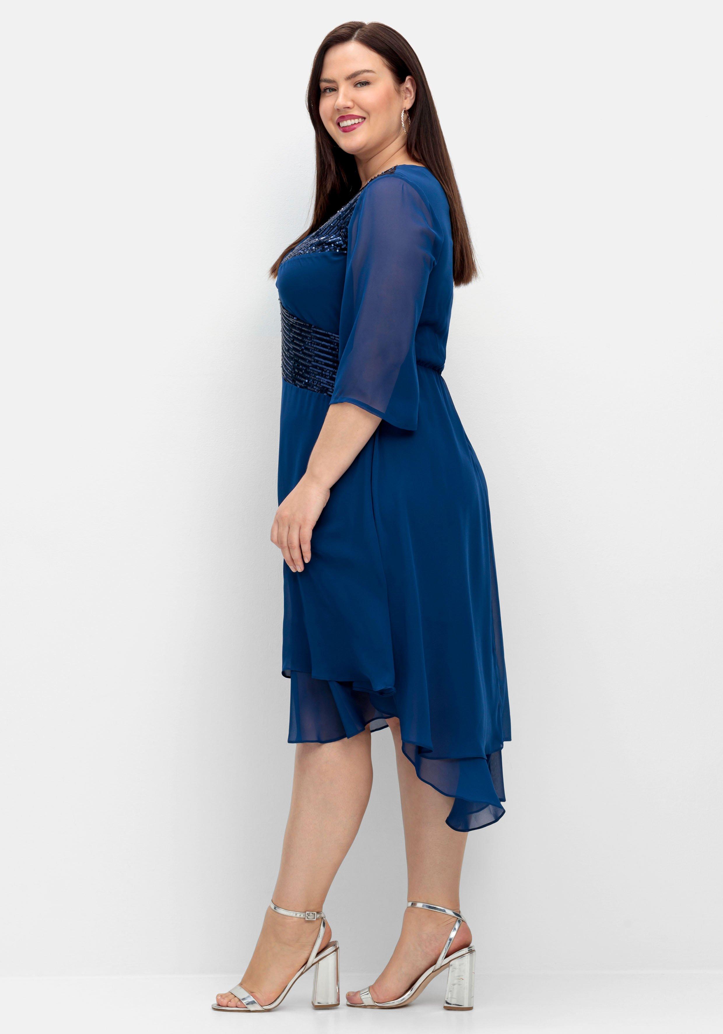 Abendkleid in Wickeloptik, mit Pailletten