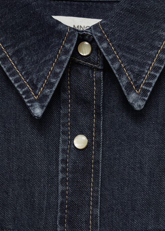 MANGO Chest-pocket denim shirt Open blue