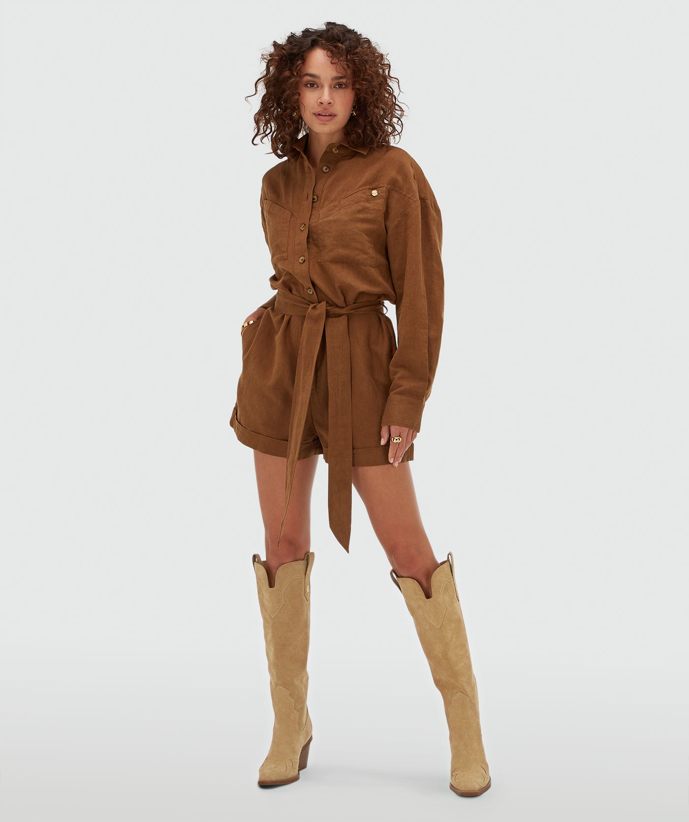 JV-PIENNA oversized playsuit - brown
