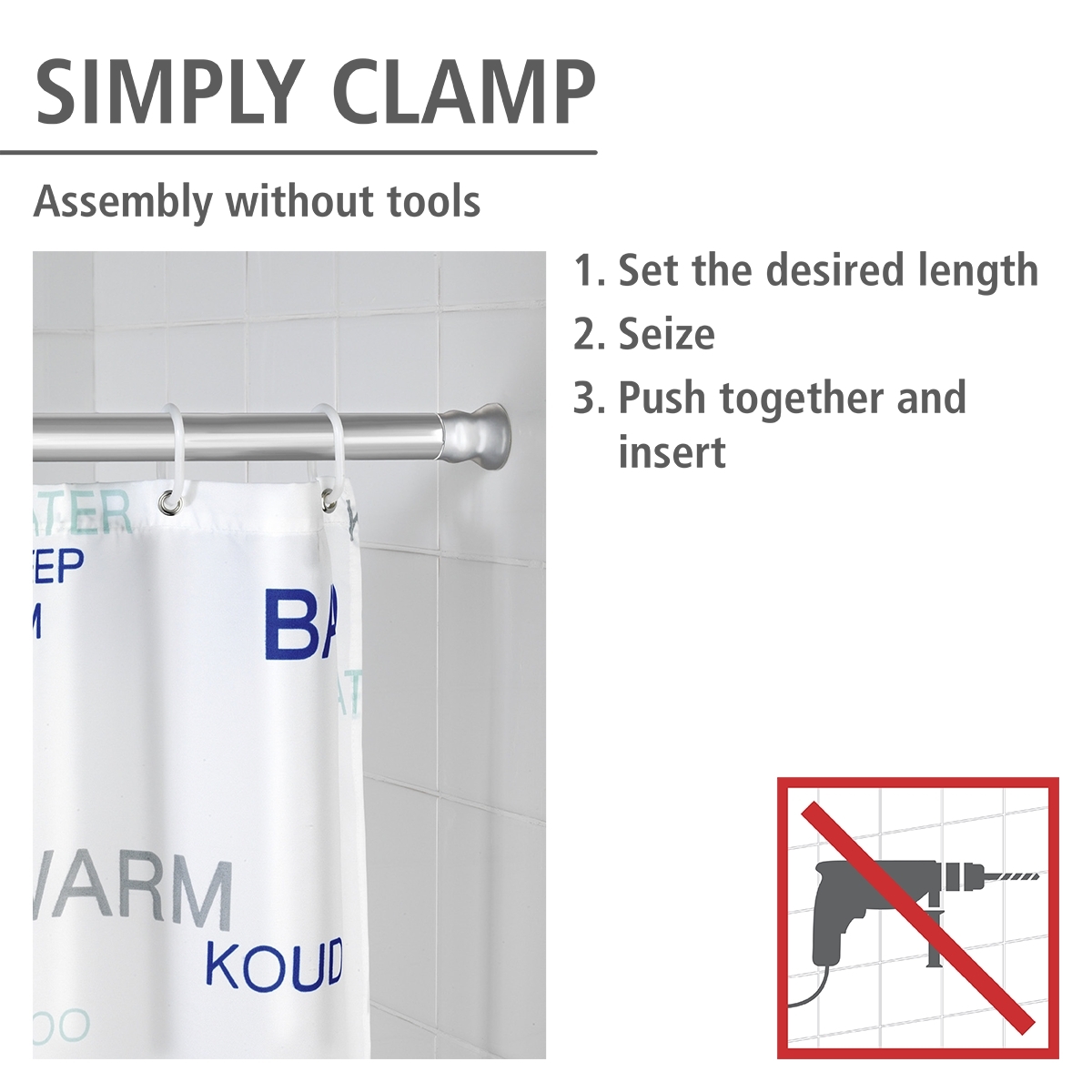 Wenko telescopische douchestang ø20mm 70-115cm chroom