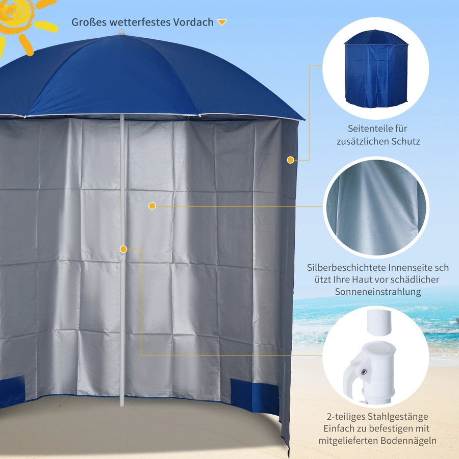 Outsunny Sonnenschirm mit Seitenwänden blau