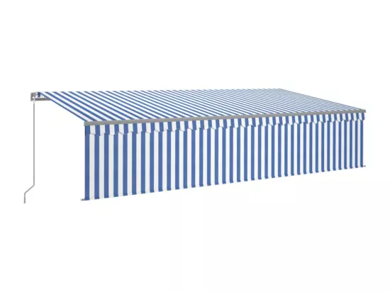 Auvent manuel rétractable avec store 6x3 m Bleu et blanc