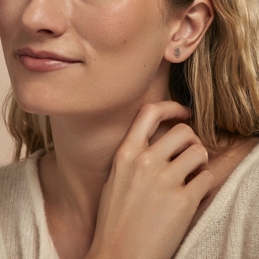 Boucles D'oreilles Puces Abby Argent Blanc
