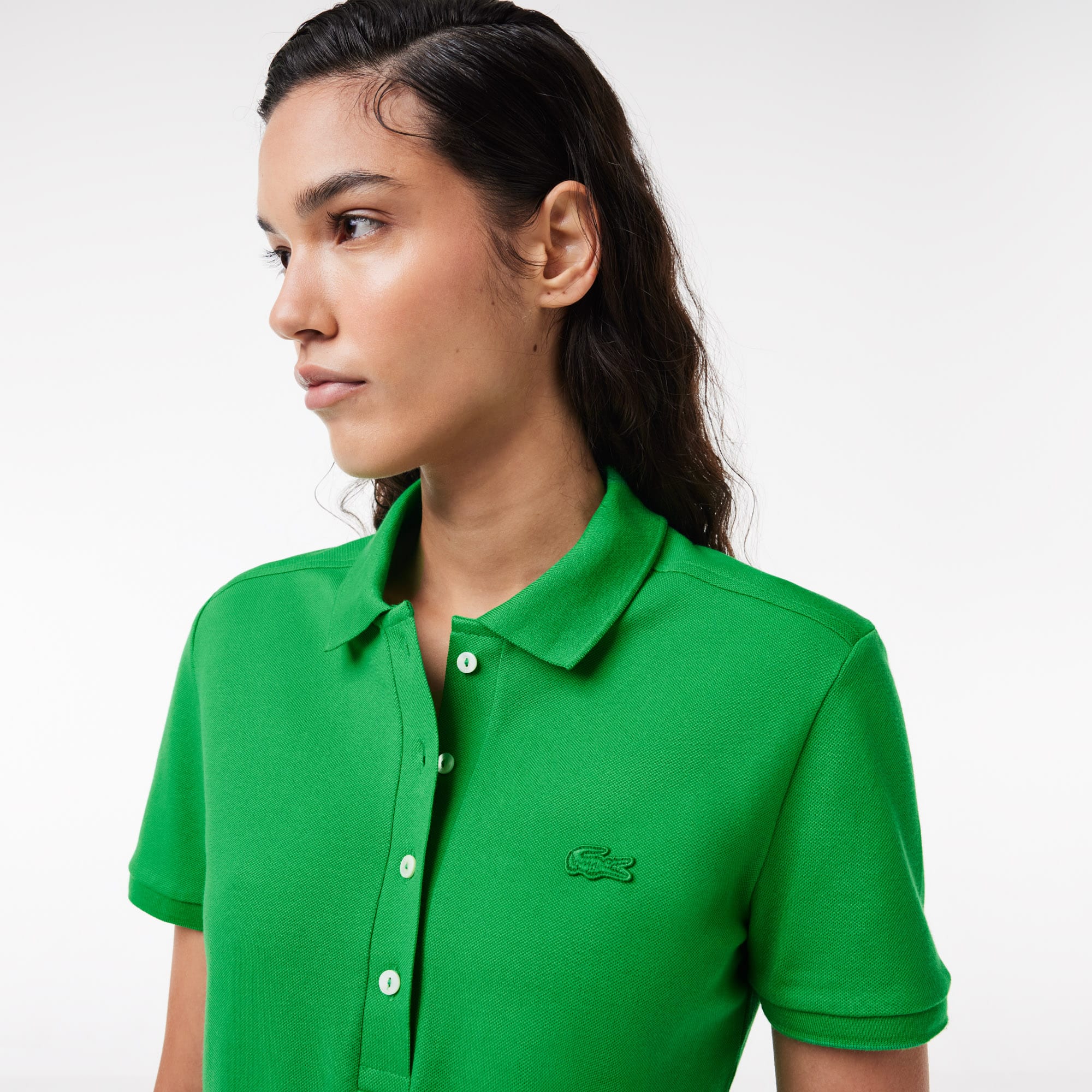 Polo L.12.D slim fit en mini piqué stretch Manches Courtes - Vert - Lacoste - Femme